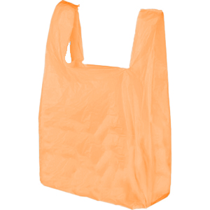 Пакеты майка оранжевого цвета для торговых точек на заказ